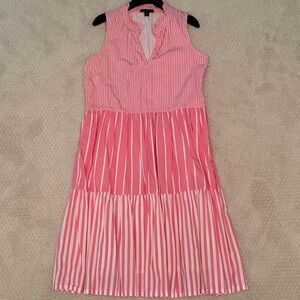 J. Crew Pink and White Sleeveless Dress